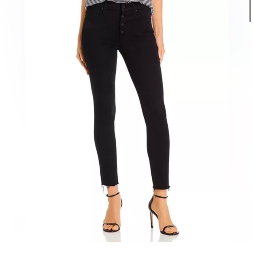 Mother The Pixie Dazzler Ankle Fray Black Denim Size 26